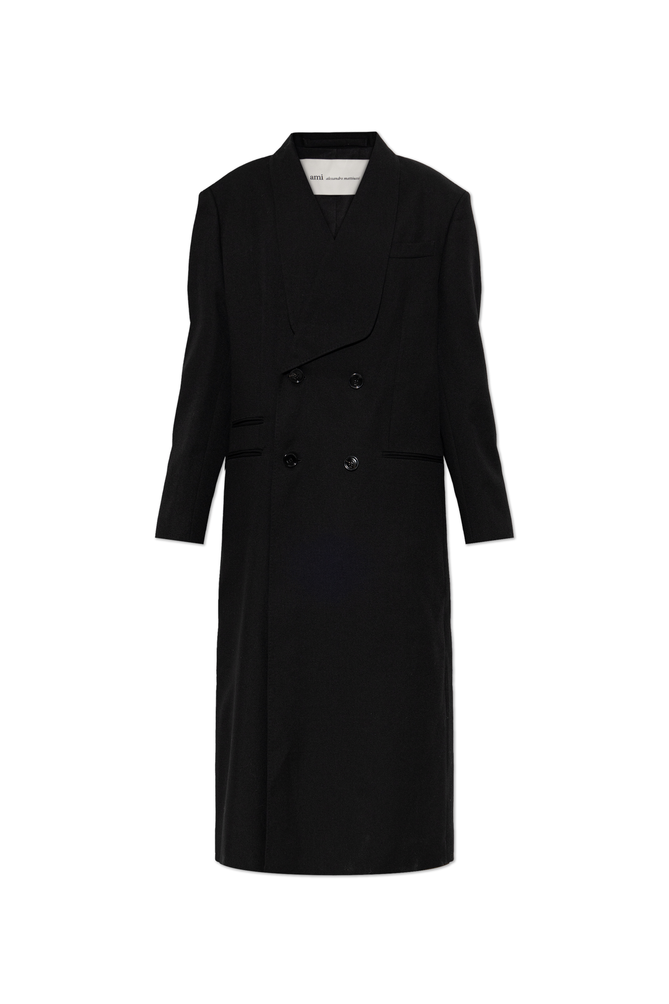 Ami Alexandre Mattiussi Black Wool Coat with Single Back Vent